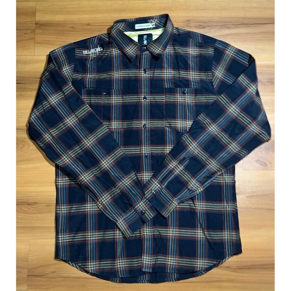 Mens Billabong Plaid Button Up Pocket Long Performance Sleeve Casual Shirt